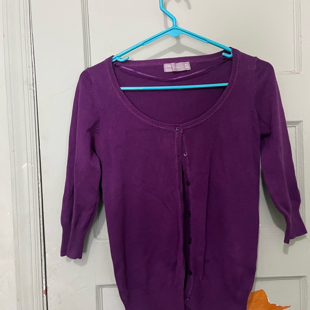 Zara Purple Button-Up Cardigan